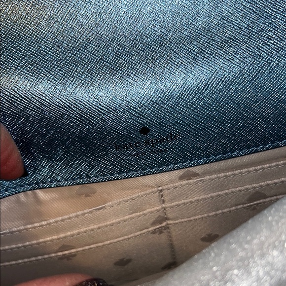 Kate Spade New York Flap Crossbody Glitter Fabric Blue Frost NWT - Picture 5 of 10